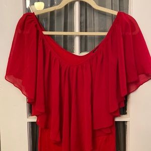 Venus Small Red Sheer Detail Top